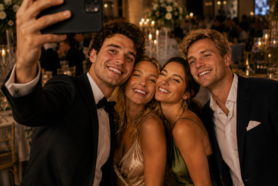 Gäste fotografieren mit dem Smartphone und laden Fotos hoch
