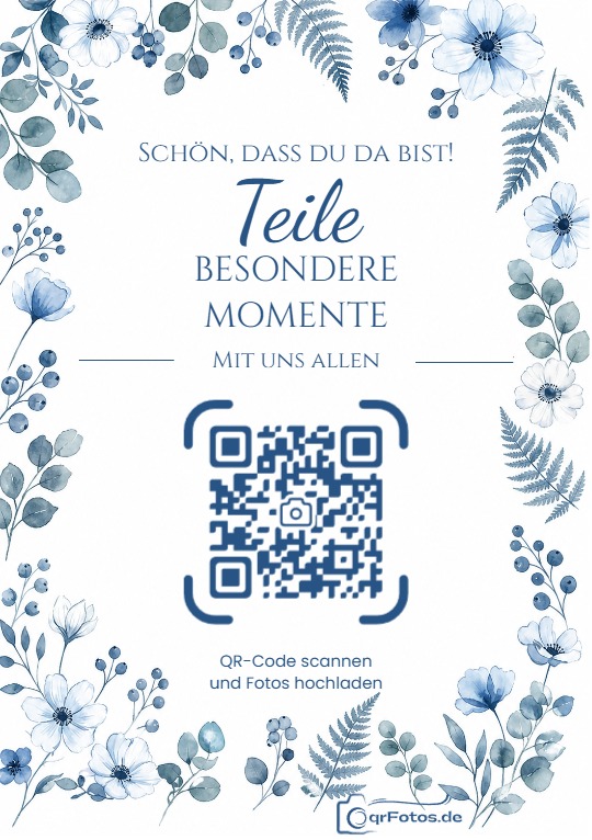 Tischaufsteller Blumen blau – Vorlage allgemein